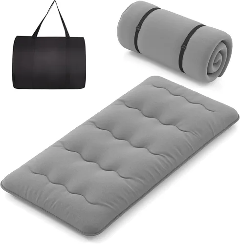 Vista 13 de Byroce - Colchón de futón, catre de dormir enrollable con funda lavable, almohadilla de algodón portátil con bolsa para campamento, tapete de tatami
