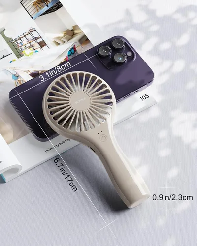 Vista 3 de TriPole Mini ventilador portátil de mano potentes, funciona con pilas, ventilador recargable, velocidad ajustable, ventiladores de pestañas pequeñas
