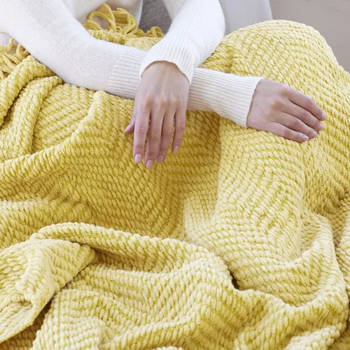 Vista 40 de Manta para sofá, funda de sofá suave de punto texturizado, manta de tweed con borlas de flecos para decoración del hogar, cama, sofá, silla, 50 x 60