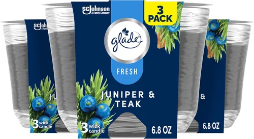Vista 10 de Glade Tarro de vela perfumada de 3 mechas, Yuzu y melocotón blanco, ambientador infundido con aceites esenciales, 6.8 onzas, 3
