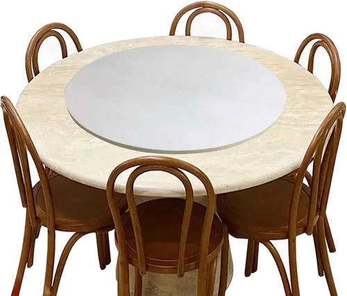 Vista 12 de Mesa giratoria de madera para comedor, rotación de 360°, tocadiscos Lazy Susan, con base silenciosa, organizador de mesa, rotación suave, placa