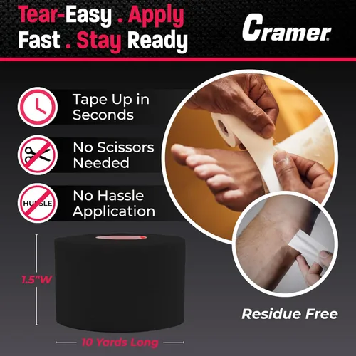 Vista 3 de Cramer - Cinta adhesiva premium, para atletismo, para vendar tobillo, muñeca, y lesiones. Ayuda a proteger y prevenir lesiones. Favorece la Rosa