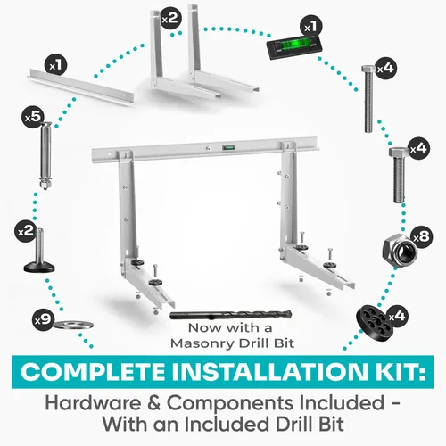 Vista 3 de Soporte de pared para minisplit resistente para exteriores de 9000-24000 BTU Soporte de montaje para minisplit a prueba de inclemencias del tiempo