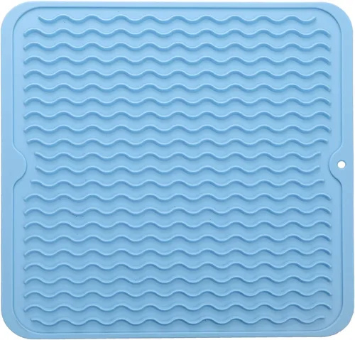 Vista 28 de MicoYang Tapete de silicona para secado de platos para múltiples usos, fácil de limpiar, ecológico, resistente al calor, tapete de silicona