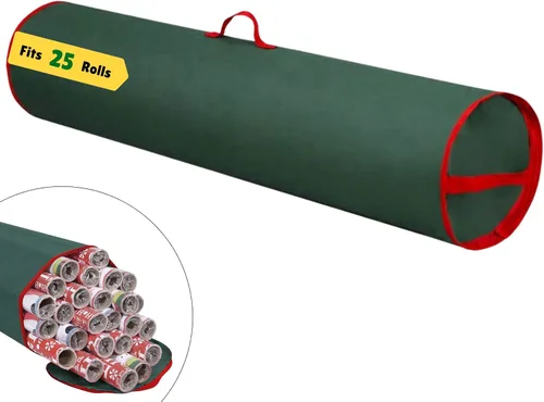 Vista 8 de Primode Bolsa de almacenamiento de papel de regalo, organizador de papel de regalo debajo de la cama para almacenar múltiples rollos de papel