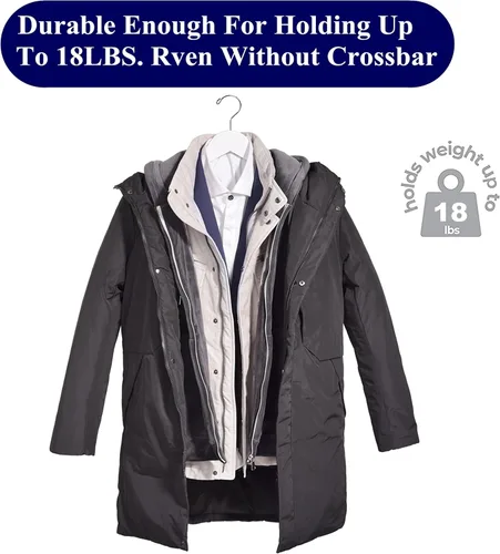 Vista 6 de Amber Home Paquete de 10 perchas de madera blanca, perchas de madera blanca para camisas con muescas para vestidos, perchas para chaquetas, abrigos