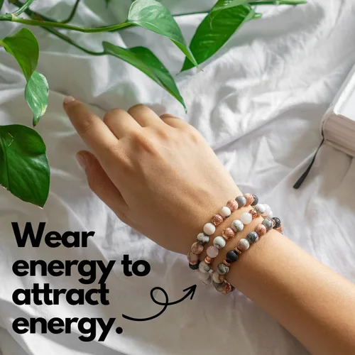 Vista 6 de Confianza curativa Pulsera de roca de lava con aceite esencial de lavanda pulsera difusora de aceites esenciales de jaspe cebra rosa pulsera