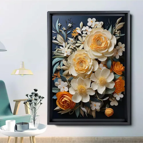 Vista 6 de Harvest print Textured Wall Art Square Canvas Art Vibrant Orange Fruit print Living Room Wall Decor Nature Inspired Wall Decor