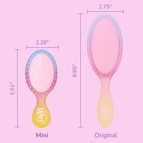 Vista 4 de Wet Brush Mini cepillo desenredante de cabello para eliminar nudos suavemente, tamaño de viaje compacto, cerdas suaves para desenredar sin dolor