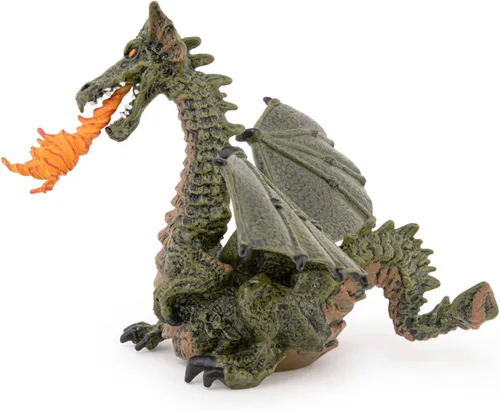 Vista 8 de Dragón alado con fuego (dragón azul o verde alado; los colores pueden variar)