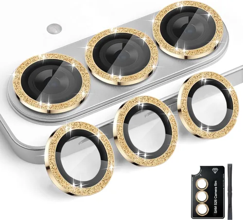 Vista 27 de Protector de lente de cámara para Galaxy S26, cubierta individual de lente de anillo de aleación de aluminio de vidrio templado con bandeja de Negro