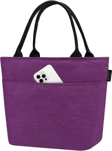 Vista 11 de Aosbos Bolsa de almuerzo, lonchera aislada para mujer, a prueba de fugas, bolsa de almuerzo para el trabajo, color negro