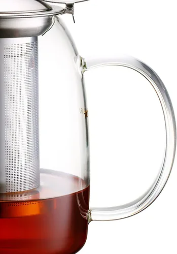 Vista 5 de Tetera con infusor para té suelto, tetera de vidrio para estufa, tetera de vidrio de borosilacato transparente con infusor y tapa, resistente al