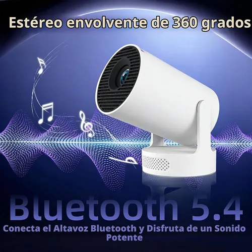 Vista 6 de Mini proyector con WiFi y Bluetooth, proyector portátil compatible con 4K, altavoz base de sonido de 5 W, corrección trapezoidal automática