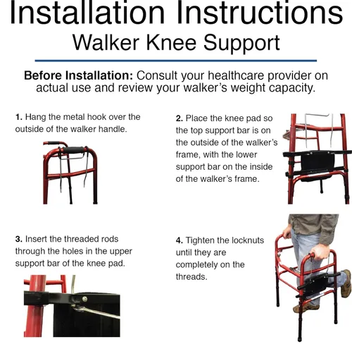 Vista 3 de Sammons Preston eslinga para rodilla, se adapta a cualquier caminante, cojín para rodillas cómodo, ajustable para caminantes estándar, levanta