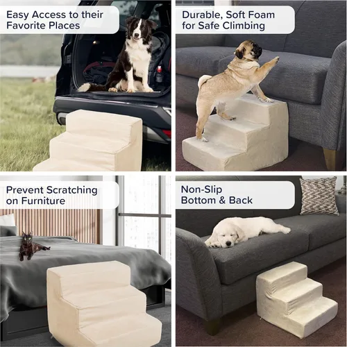 Vista 3 de Petmaker - Escaleras de espuma de alta densidad para mascotas, funda extraíble de microfibras y parte inferior antideslizante con zíper, lavable a