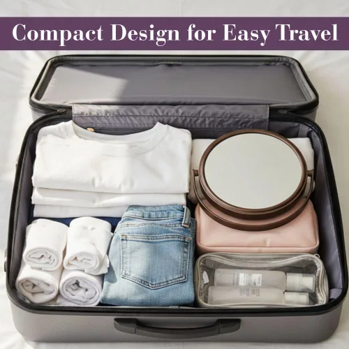 Vista 7 de Espejo pequeño de aumento de mesa, 5.5 pulgadas de diámetro con aumento 5X-1X, bronce, modelo MC109BZP