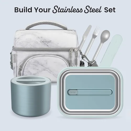 Vista 7 de Bentgo MicroSteel Caja de Almuerzo a Prueba de Fugas - Apta para Microondas, Apta para Horno, Contenedor Estilo Bento con Divisor Extraíble, Tapa
