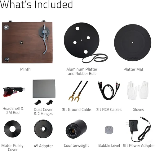 Vista 9 de Fluance - Tocadiscos RT83 de referencia para discos de vinilo de alta fidelidad con cartucho Ortofon 2M Rojo, motor de control de velocidad, base