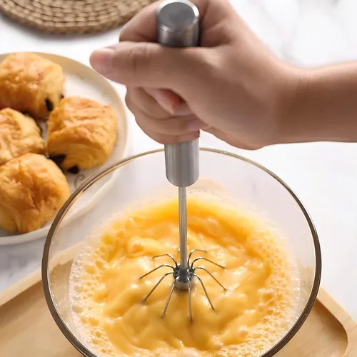 Vista 6 de 3 Pack de Batidores de Huevos de Acero Inoxidable, Batidor de Mano Giratorio, Batidor Versátil Fácil, Mezclador de Mano para Batir Huevos, Espumizar