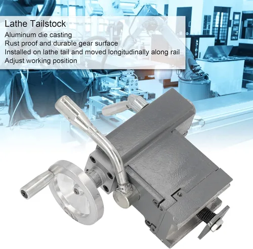 Vista 2 de Mini torno de contrapunto ajustable, multifuncional MT2 centro vivo, centro giratorio profesional de piezas de torno con 2 asas para torno de madera