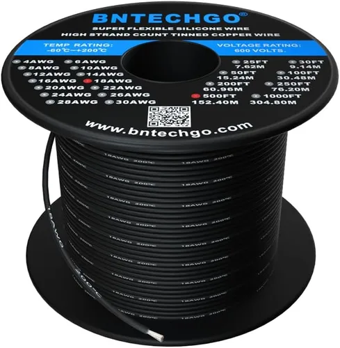 Vista 11 de BNTECHGO Carrete de alambre de silicona calibre 18 de 1000 pies, cable de cobre estañado trenzado de 18 AWG rojo flexible