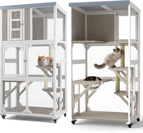 Vista 9 de Catio portátil de 63" con ruedas, recinto para gatos al aire libre
