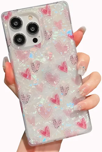 Vista 22 de BANAILOA Funda compatible con iPhone 14 Pro con borde rectangular, bonita funda protectora de lujo con pintura al óleo y flores para mujeres