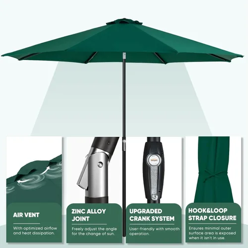 Vista 4 de Tempera Patio Market Outdoor Table Umbrella with Auto Tilt and Crank, Large Sun Umbrella with Sturdy Pole & Fade Resistant Canopy, Easy to Set