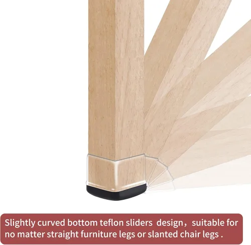 Vista 5 de 16 piezas deslizantes para patas de silla para alfombra, tapa protectora cuadrada transparente para patas de silla, fundas de teflón para muebles