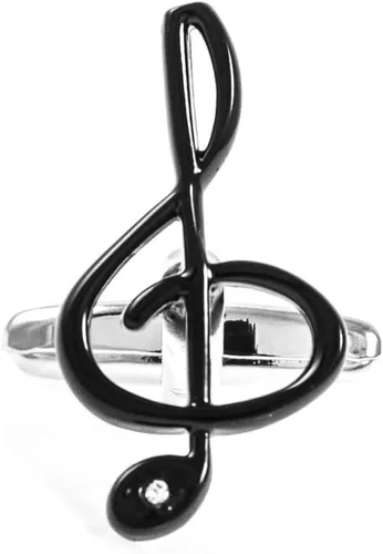 Vista 3 de MRCUFF Par de gemelos de notas musicales con clave de agudos en una caja de regalo de presentación y paño de pulido