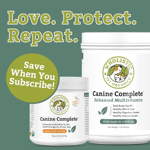 Vista 10 de Wholistic Pet Organics Canine Complete - Polvo multivitamínico para perros, 1 libra, vitaminas diarias para perros y suplementos para alimentos
