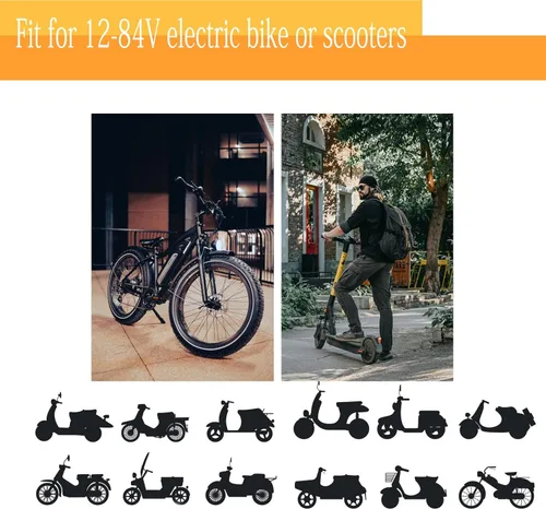 Vista 2 de 1 Par de Empuñaduras de Acelerador de Bicicleta Eléctrica, Manillar Giratorio Universal de Bicicleta Eléctrica Scooter con Pantalla LCD de Voltaje