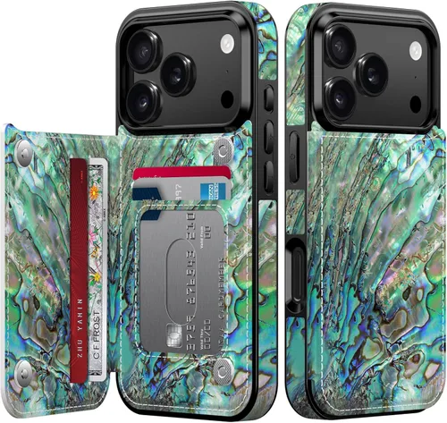 Vista 1093 de LETO para iPhone 15 Pro Funda tipo cartera - Tapa tipo folio con patada - Diseños de moda - Tarjetero - Funda protectora para mujeres y niñas - 6.1
