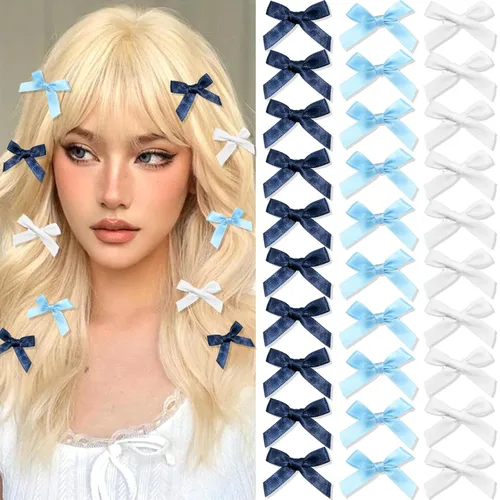 Vista 15 de 20 piezas de lazos negros para el cabello con cinta, clips tipo cocodrilo para el cabello, pasadores para el cabello para adolescentes, pinzas