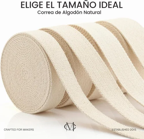 Vista 8 de CRAFTMEMORE Cinta de algodón natural para artes y manualidades, correa de tela para bolso, cinturón, bolsas de mano (1 pulgada, 5 yardas)