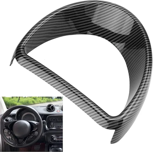 Vista 6 de Qiilu Conjunto de bisel de instrumentos de tablero de instrumentos, repuesto de cubierta de tablero de fibra de carbono para Fortwo/Forfour 453