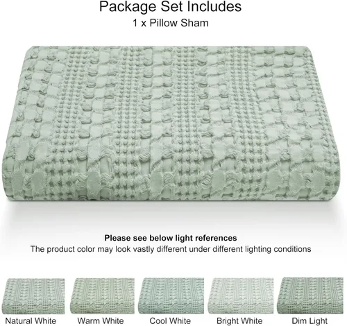 Vista 217 de PHF - Fundas de almohada 100% algodón con tejido gofre europeo, 26 x 26 pulgadas, 2 unidades para decoración elegante del hogar, para cama, sin