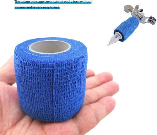 Vista 4 de HuoHuo Envoltura de vendaje autoadhesiva desechable, cinta de agarre, vendaje atlético, 2 x 5 yardas, cinta de agarre para máquina, cinta de agarre