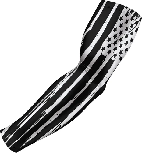 Vista 5 de B-Driven Premium Pro-Fit Sports - Manga de compresión para brazo (individual) con diseños patrióticos, mangas para brazo de béisbol, hombres