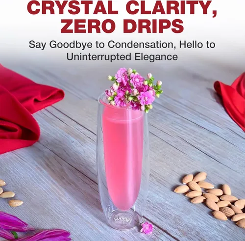 Vista 3 de Eparé Copas de champán sin tallo de vidrio de doble pared - Juego de 2 copas ligeras de mimosa y prosecco para despedida de soltera, regalo de dama