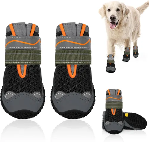 Vista 14 de SlowTon Zapatos para Perros para Perros Grandes, Pequeños y Medianos - Botas Transpirables para Perros para Pavimento Caliente de Verano, Protector