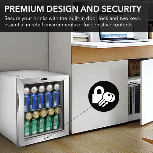 Vista 4 de Whynter - Refrigerador para bebidas con puerta de cristal de doble capa, Mini refrigerador independiente de 68 latas 1.6 pies cúbicos, BR-062WS