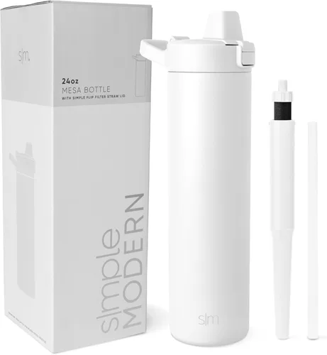 Vista 23 de Botella de agua filtrada Simple Modern Botellas de agua de viaje con filtro de carbono de acero inoxidable aislada Reutilizable para agua