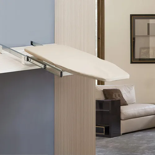 Vista 6 de Tabla de planchar plegable deslizante para armario, rotación libre de 180°, retráctil con cubierta de planchado extraíble resistente al calor