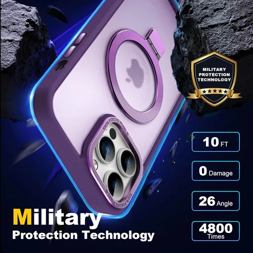 Vista 3 de IKARY Funda para iPhone 12 Pro Max con soporte magnético oculto, compatible con Magsafe y protección contra caídas de grado militar, a prueba