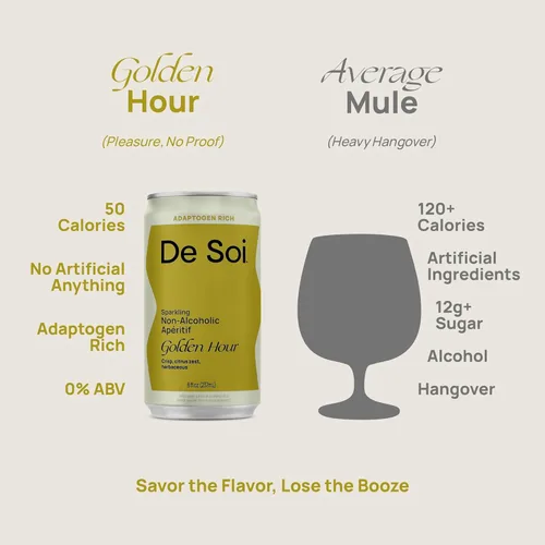 Vista 5 de De Soi Golden Hour Mocktails NA Drinks 8 onzas líquidas (paquete de 12) - Bebida adaptógena, bebida espumosa con botánicos calmantes, bebidas sin