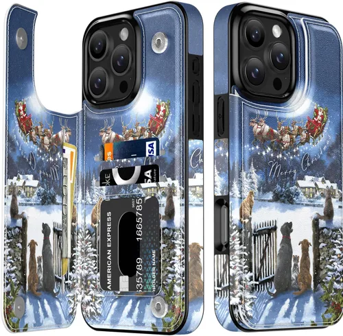 Vista 943 de LETO para iPhone 15 Pro Funda tipo cartera - Tapa tipo folio con patada - Diseños de moda - Tarjetero - Funda protectora para mujeres y niñas - 6.1