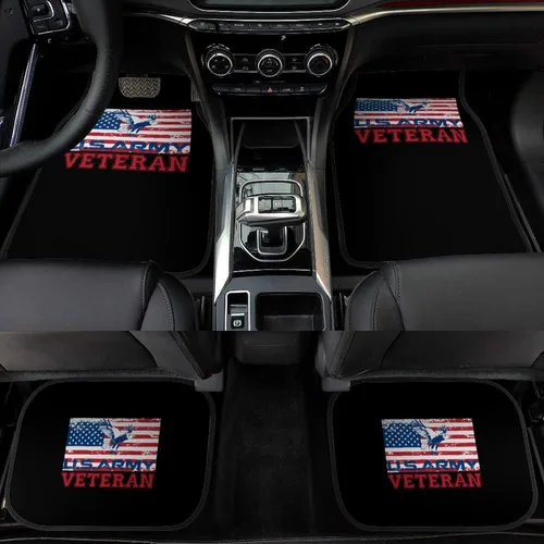 Vista 6 de Alfombrilla de 4 piezas con estampado de veteranos del ejército de EE. UU., almohadillas protectoras para alfombras delanteras/traseras, accesorios