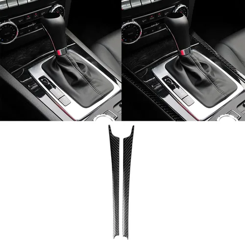 Vista 31 de para Mercedes-Benz Clase C W204 2007-2013 Consola Central de Fibra de Carbono Suave Real Panel de Cambio de Marchas Kit de Cubierta Envolvente